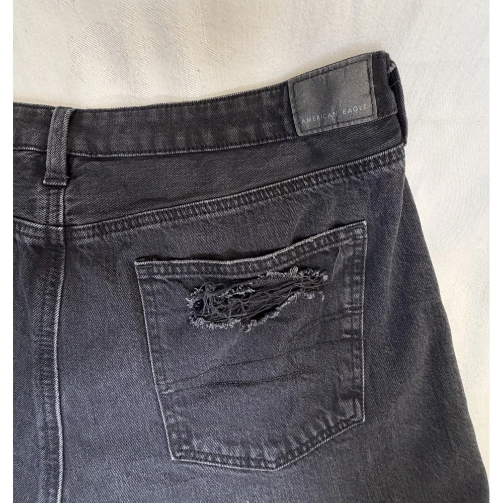 American Eagle Women's Black Denim Shorts Size 16 Distressed Jean Shorts